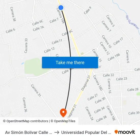 Av Simón Bolivar Calle 6 Bis to Universidad Popular Del Cesar map