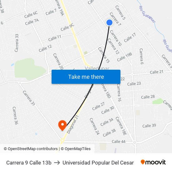 Carrera 9 Calle 13b to Universidad Popular Del Cesar map