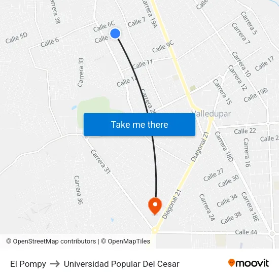 El Pompy to Universidad Popular Del Cesar map