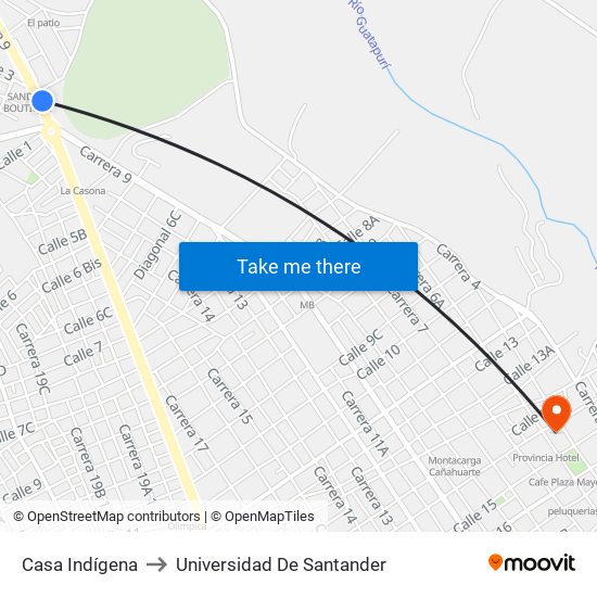 Casa Indígena to Universidad De Santander map