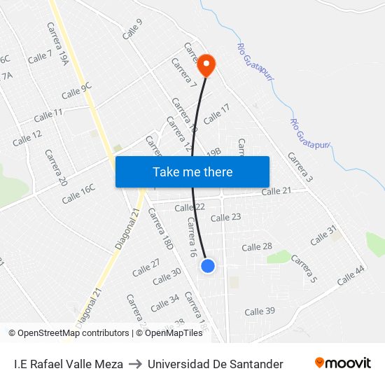 I.E Rafael Valle Meza to Universidad De Santander map