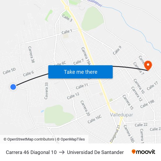 Carrera 46 Diagonal 10 to Universidad De Santander map