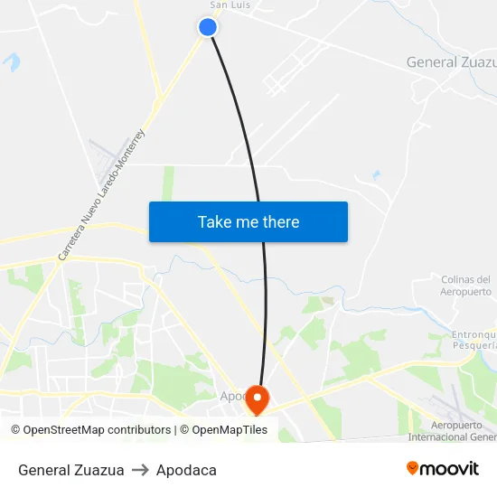 General Zuazua to Apodaca map