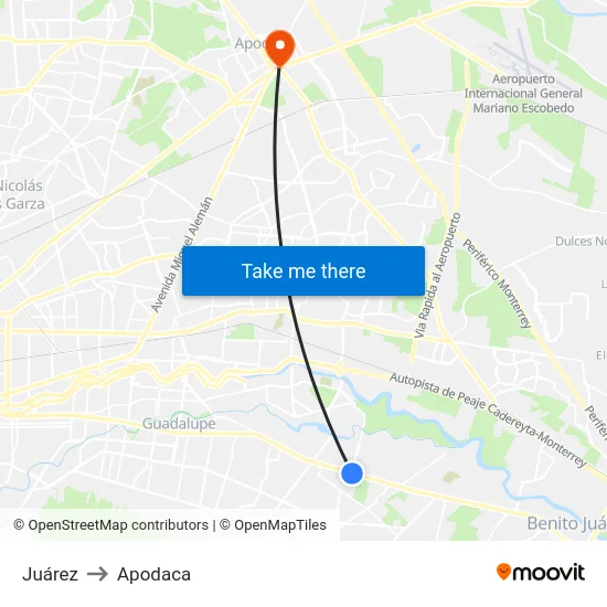 Juárez to Apodaca map