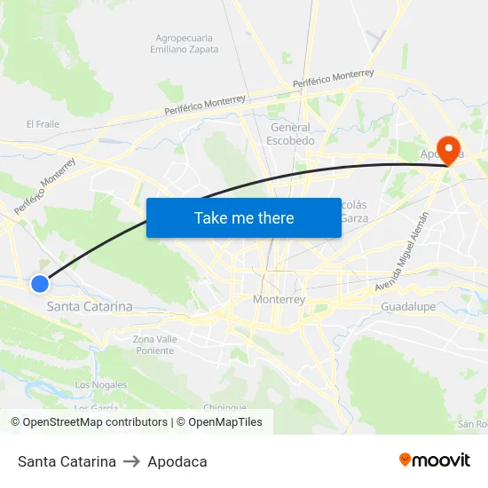 Santa Catarina to Apodaca map