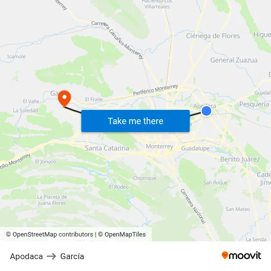 Apodaca to García map