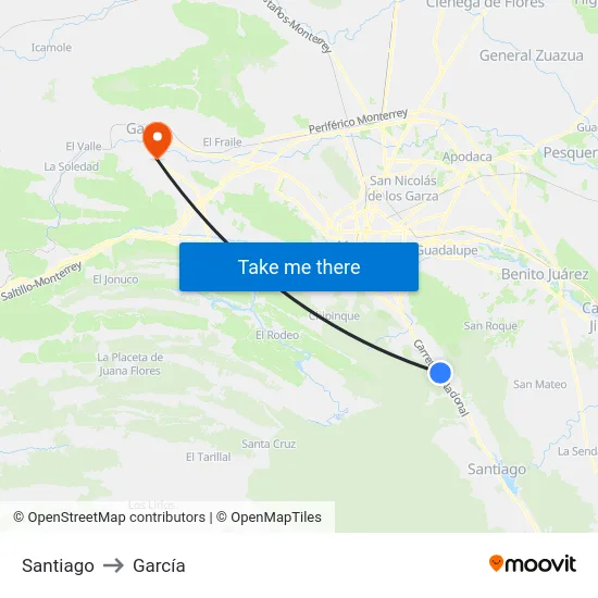 Santiago to García map