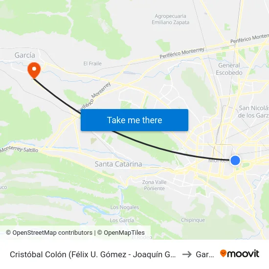Cristóbal Colón (Félix U. Gómez - Joaquín Garza Leal) to García map