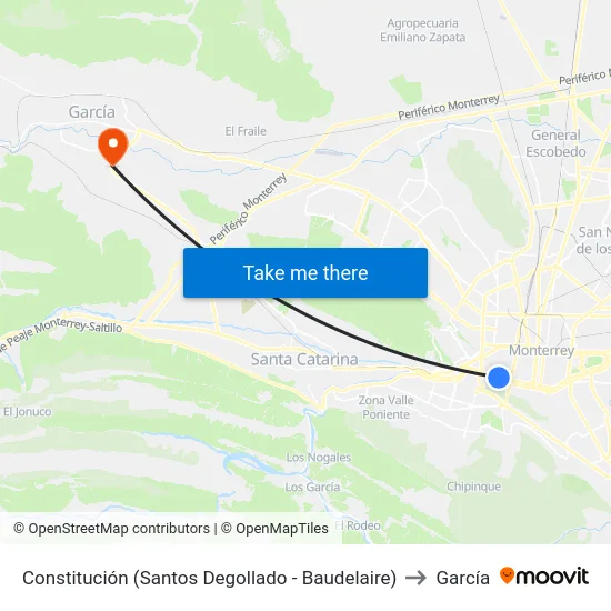 Constitución (Santos Degollado - Baudelaire) to García map