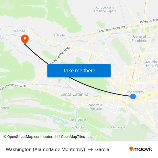 Washington (Alameda de Monterrey) to García map