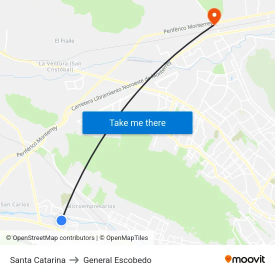 Santa Catarina to General Escobedo map
