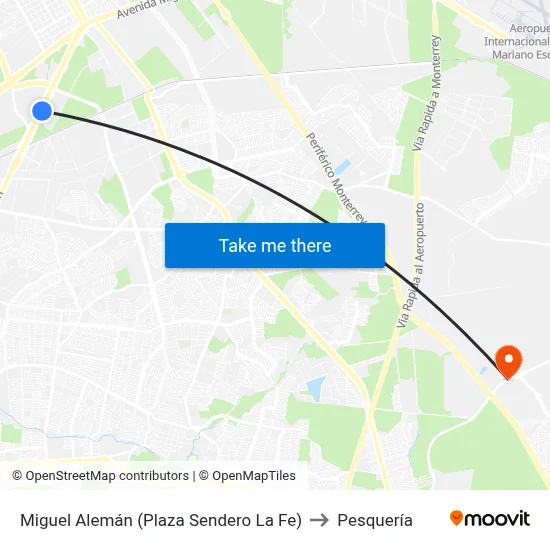 Miguel Alemán (Plaza Sendero La Fe) to Pesquería map