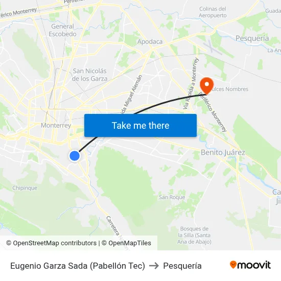 Eugenio Garza Sada (Pabellón Tec) to Pesquería map