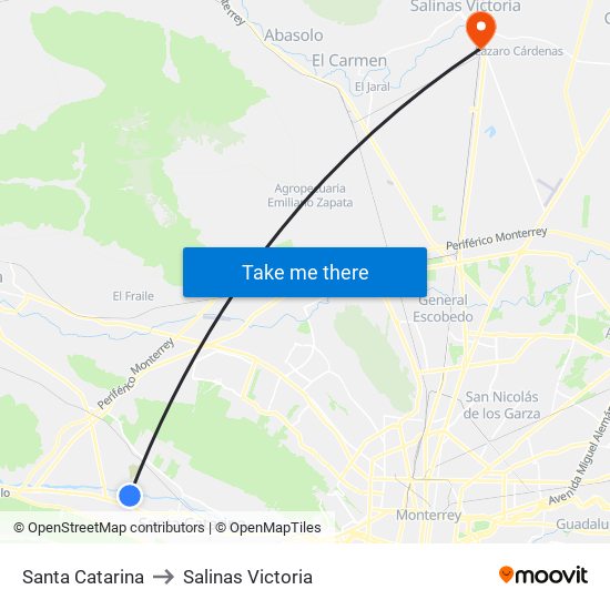 Santa Catarina to Salinas Victoria map