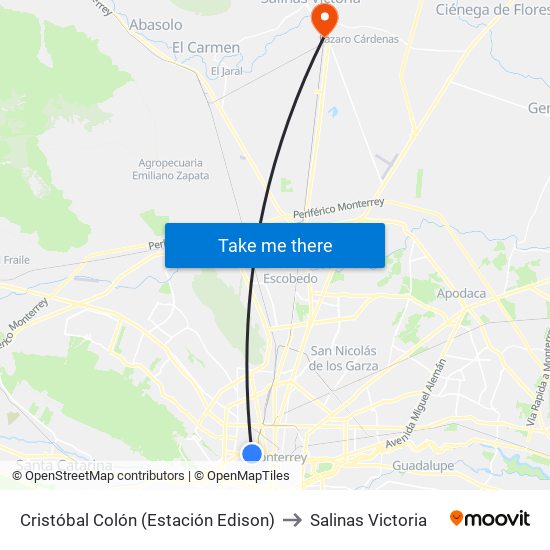 Cristóbal Colón (Estación Edison) to Salinas Victoria map