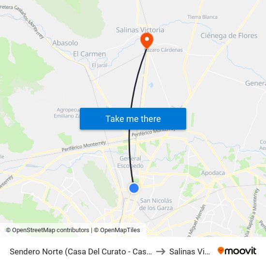 Sendero Norte (Casa Del Curato - Casa de Cortés) to Salinas Victoria map