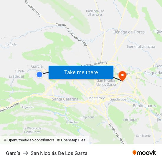 García to San Nicolás De Los Garza map