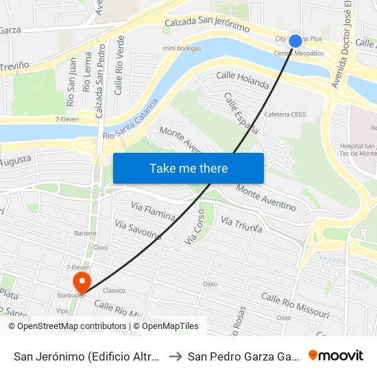 San Jerónimo (Edificio Altreca) to San Pedro Garza García map