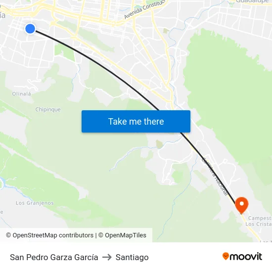 San Pedro Garza García to Santiago map