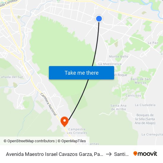 Avenida Maestro Israel Cavazos Garza, Pablo Livas to Santiago map