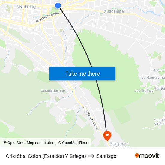Cristóbal Colón (Estación Y Griega) to Santiago map