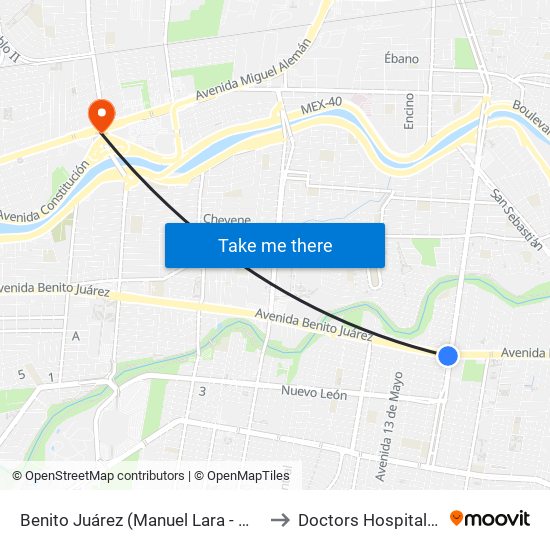 Benito Juárez (Manuel Lara - Mármol) to Doctors Hospital East map