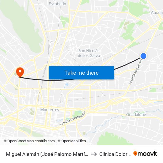 Miguel Alemán (José Palomo Martínez - Isidro Sepúlveda) to Clínica Dolor Umae 25 map