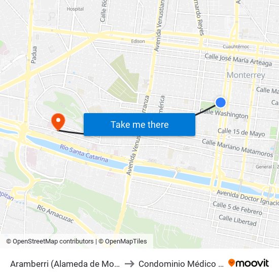 Aramberri (Alameda de Monterrey 3) to Condominio Médico Hidalgo map
