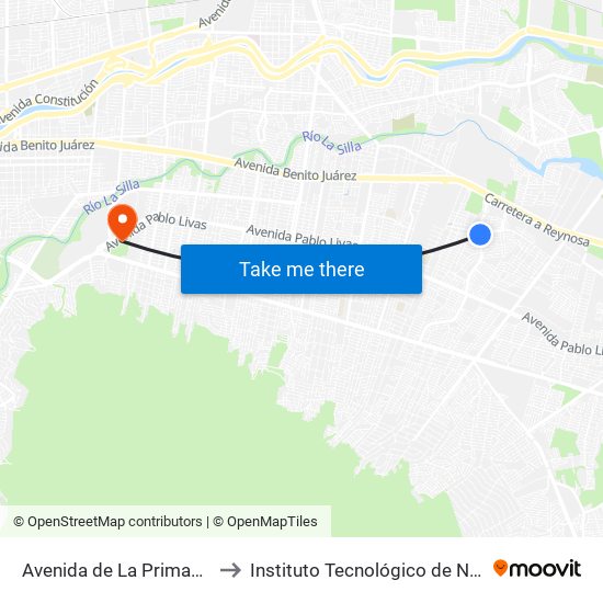 Avenida de La Primavera, 801 to Instituto Tecnológico de Nuevo León map