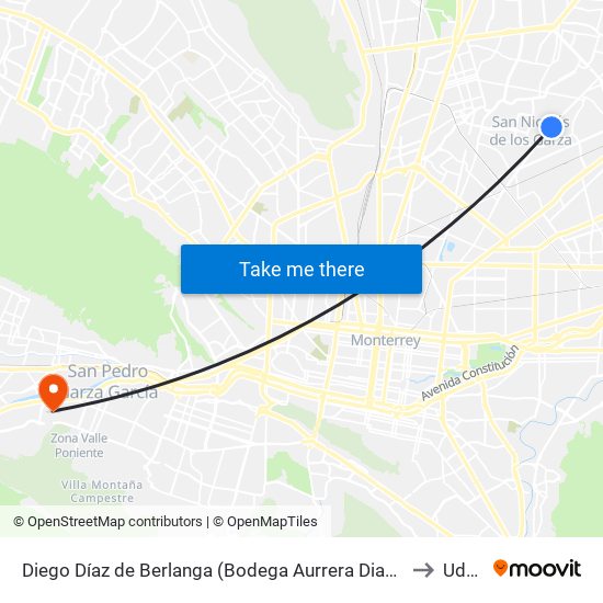 Diego Díaz de Berlanga (Bodega Aurrera Diaz Berlanga) to Udem map
