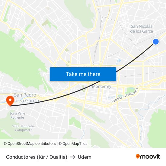 Conductores (Kir / Qualtia) to Udem map