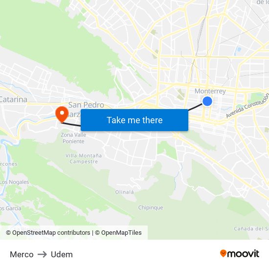 Merco to Udem map