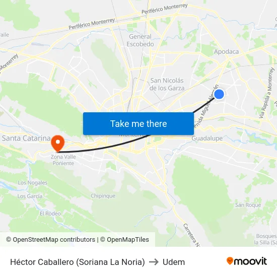 Héctor Caballero (Soriana La Noria) to Udem map