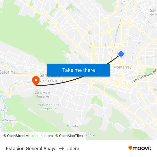 Estación General Anaya to Udem map