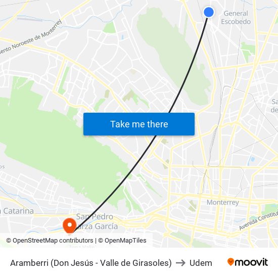 Aramberri (Don Jesús - Valle de Girasoles) to Udem map