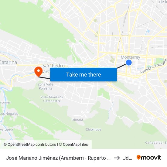 José Mariano Jiménez (Aramberri - Ruperto Martínez) to Udem map