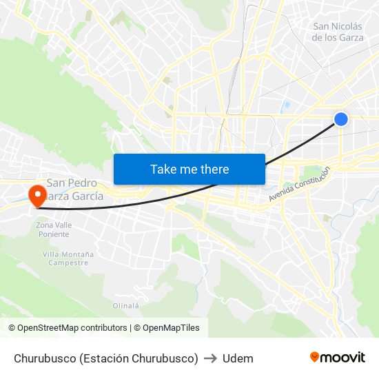 Churubusco (Estación Churubusco) to Udem map