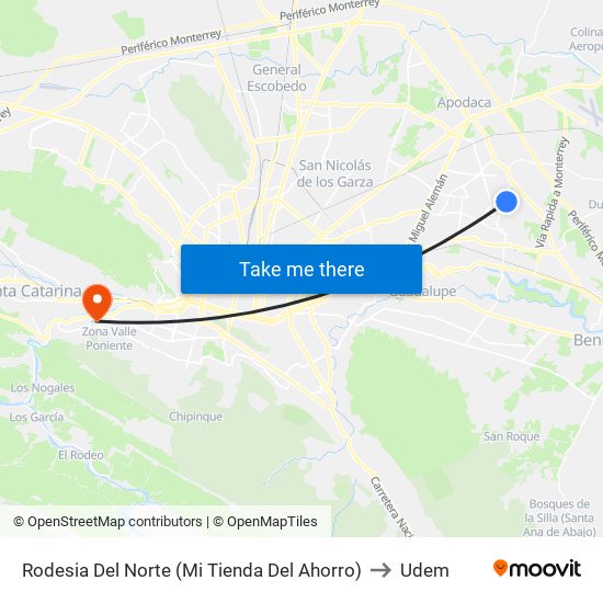 Rodesia Del Norte (Mi Tienda Del Ahorro) to Udem map