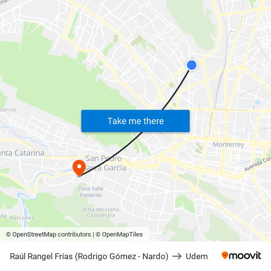 Raúl Rangel Frías (Rodrigo Gómez - Nardo) to Udem map