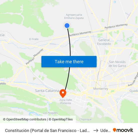 Constitución (Portal de San Francisco - Laderas) to Udem map