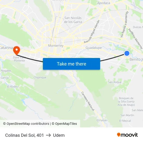 Colinas Del Sol, 401 to Udem map