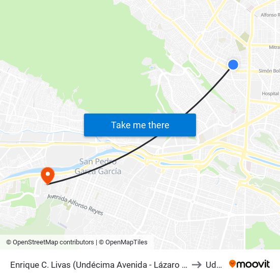 Enrique C. Livas (Undécima Avenida - Lázaro Cárdenas) to Udem map
