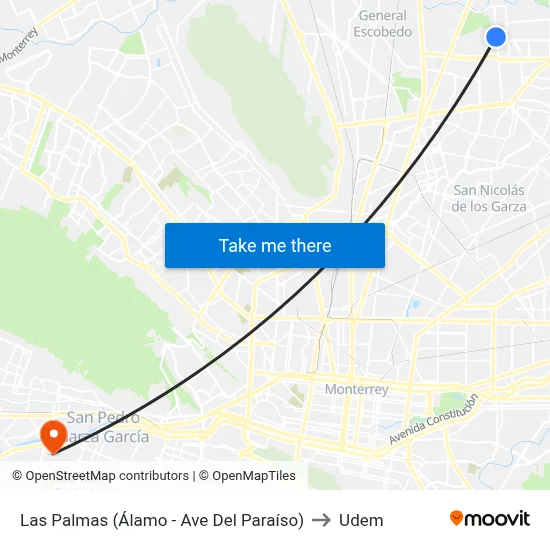 Las Palmas (Álamo - Ave Del Paraíso) to Udem map