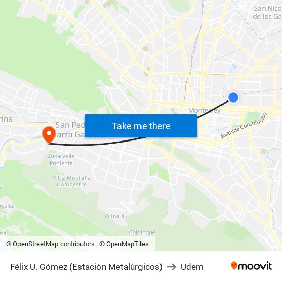 Félix U. Gómez (Estación Metalúrgicos) to Udem map