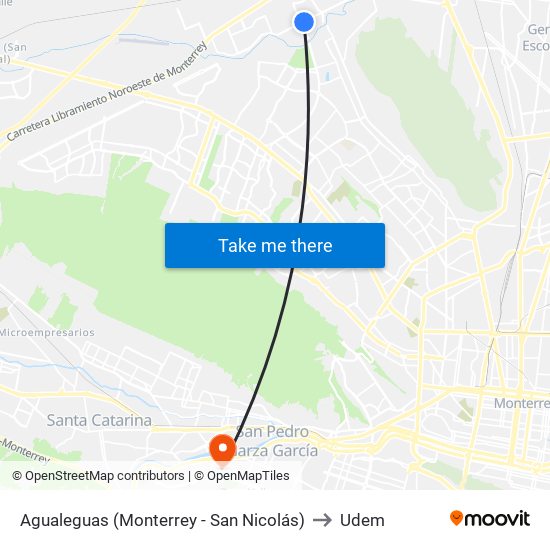 Agualeguas (Monterrey - San Nicolás) to Udem map