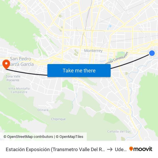 Estación Exposición (Transmetro Valle Del Roble) to Udem map