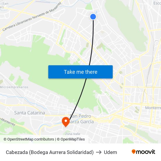 Cabezada (Bodega Aurrera Solidaridad) to Udem map