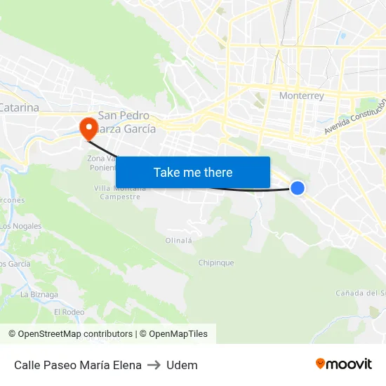 Calle Paseo María Elena to Udem map
