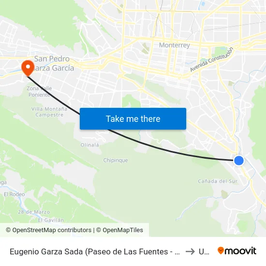 Eugenio Garza Sada (Paseo de Las Fuentes - Paseo de Las Fuentes) to Udem map