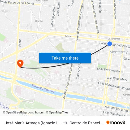 José María Arteaga (Ignacio López Rayón - Pino Suárez) to Centro de Especialidades Médicas map